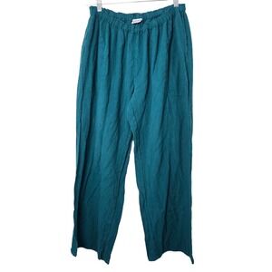 OH MY GAUZE Sz XXL 3 Teal Cotton‎ Gauze Relaxed Fit Lounge Elastic Waist Pants